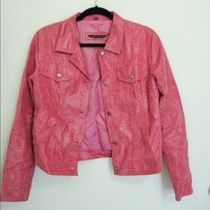 Pink genuine leather jacket